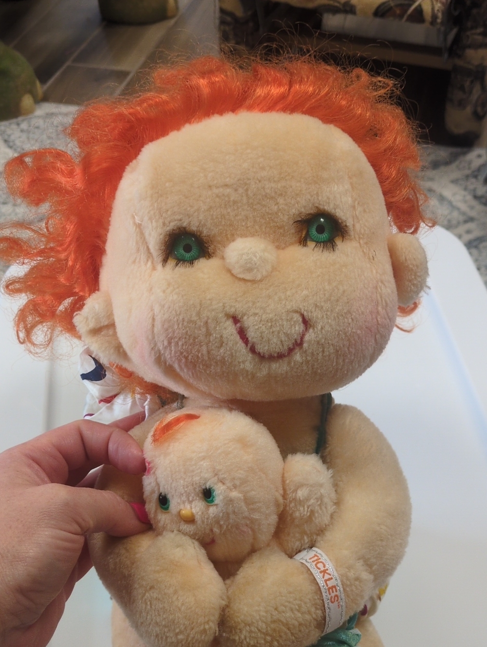 Hallmark 1985 Tickles Hugga Bunch Plush Doll with Orange Curly Hair and Mini
